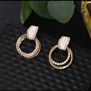 Round Multi Hoop Crystal Drop Earrings